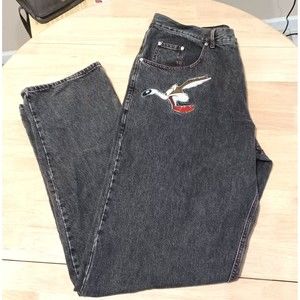 Vtg History Iceberg Looney Tunes Jeans Mens Wile Coyote Denim Hip Hop Size 40